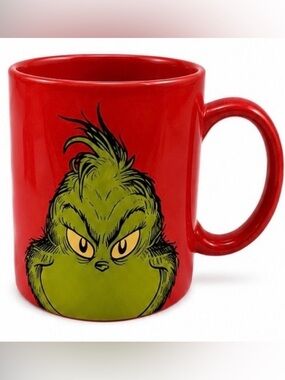 Dr. Seuss Grinch Red Ceramic Mug with Green Grinch Graphic ❤️🎄💚 NWOT